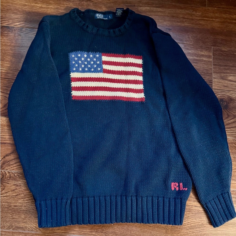 Polo Ralph Lauren American flag sweater size large
